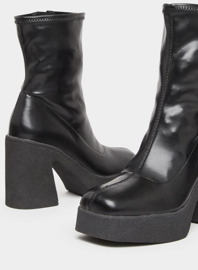 Styli Mid Calf Platform Heel Boots - Image 4